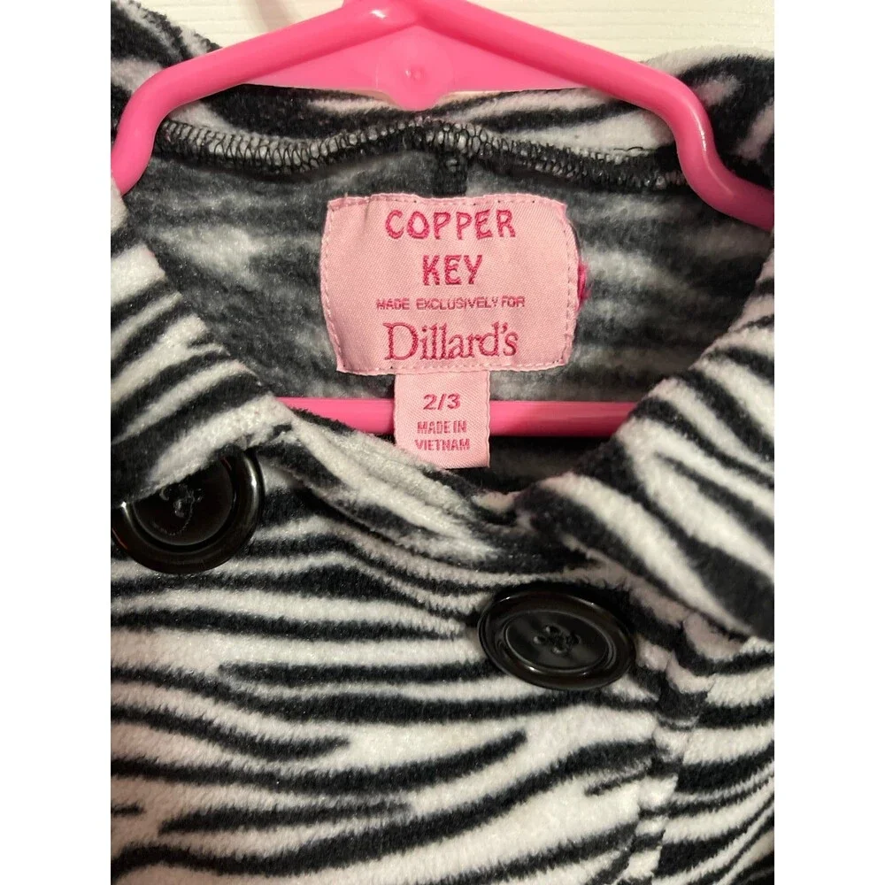 Copper Key Zebra Print Fleece Coat Size 2/3